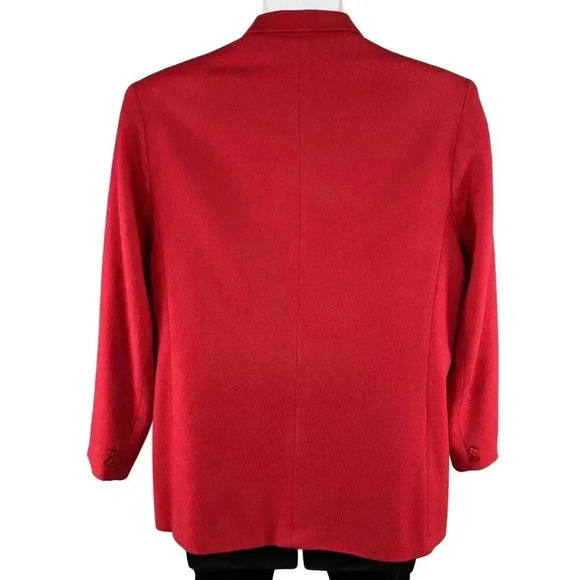 DUMAS Womens Sz XL 100% Pure Wool Blazer Lined Holiday Red Career Wear Old Money - Picture 2 of 16